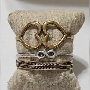 Lucky brand Mixed‎ Metals infinity bundle of 3 bangle Bracelets Lot